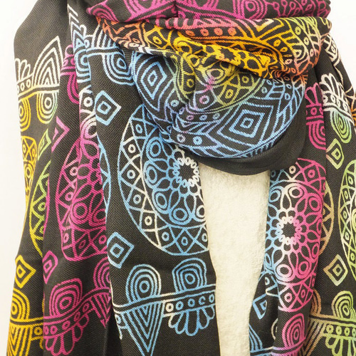 コットンストール｜トルコ木版風レインボー｜C[201030175-1] ストール