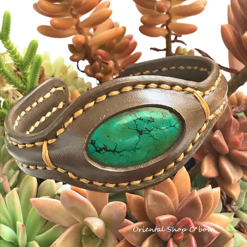 トルコ石バングル INDIAN JEWELRY LEATHER ARTS&CRAFTS Tah'bah TRADERS / Vintage