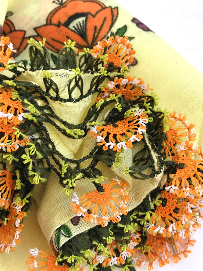 ナウルハン｜アンティークイーネオヤスカーフ｜シルク糸｜サーデギュゼル｜クリームイエロー[2012iyi]