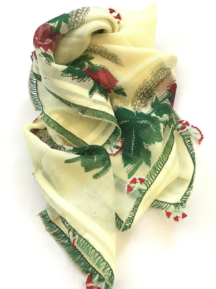 ナウルハン｜アンティークイーネオヤスカーフ｜シルク糸｜ヤランジュカランフィル（嘘つきカーネーション）[1905k73]