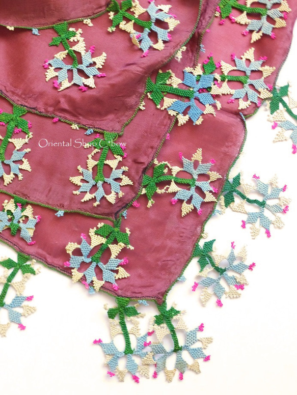 コレクション｜ブルサ：カラジャベイ｜アンティークオヤスカーフ｜シルクイーネオヤ：テラコッタ[bursa-1] です 嫁入り道具