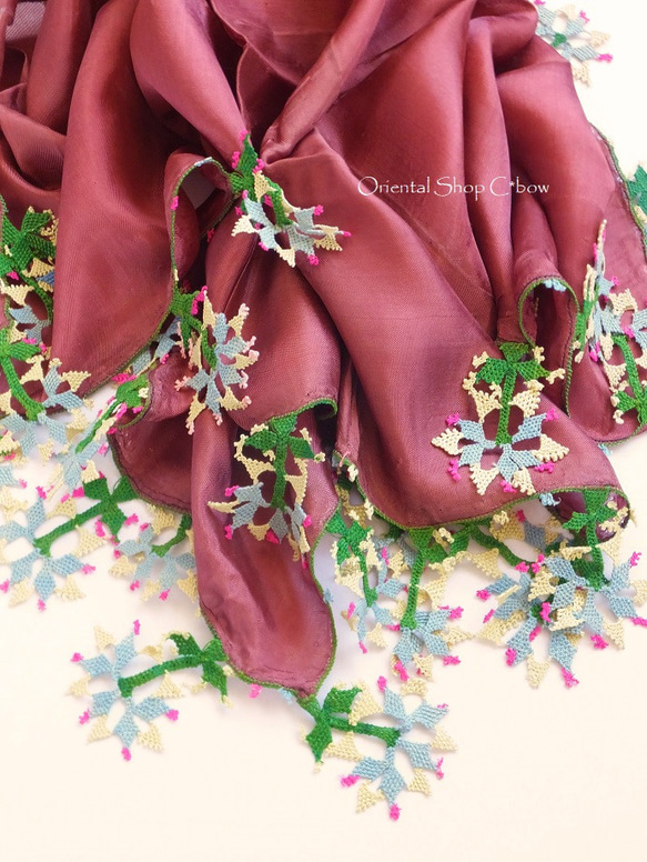 コレクション｜ブルサ：カラジャベイ｜アンティークオヤスカーフ｜シルクイーネオヤ：テラコッタ[bursa-1] です 嫁入り道具