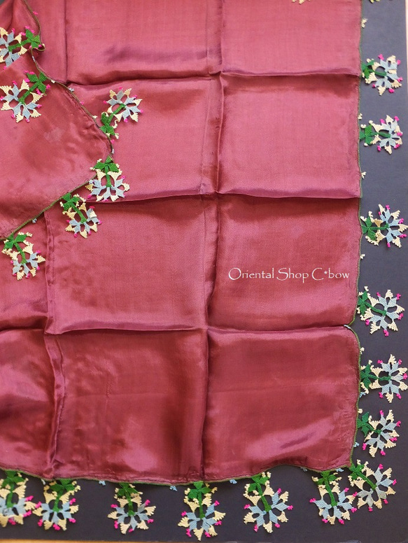 コレクション｜ブルサ：カラジャベイ｜アンティークオヤスカーフ｜シルクイーネオヤ：テラコッタ[bursa-1] です 嫁入り道具