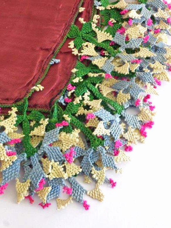 コレクション｜ブルサ：カラジャベイ｜アンティークオヤスカーフ｜シルクイーネオヤ：テラコッタ[bursa-1] です 嫁入り道具