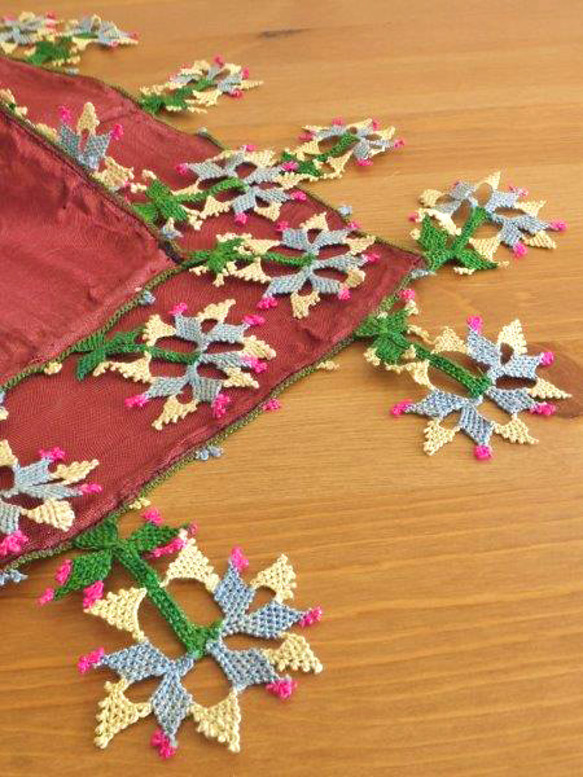 コレクション｜ブルサ：カラジャベイ｜アンティークオヤスカーフ｜シルクイーネオヤ：テラコッタ[bursa-1] です 嫁入り道具