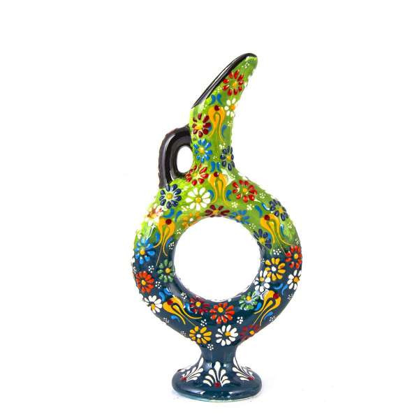 送料無料☆日本発送★ミニワイン差し・デキャンタ｜２７ｃｍ：キュタフヤ＊陶器｜カラフル｜グリーン系[2021087450]