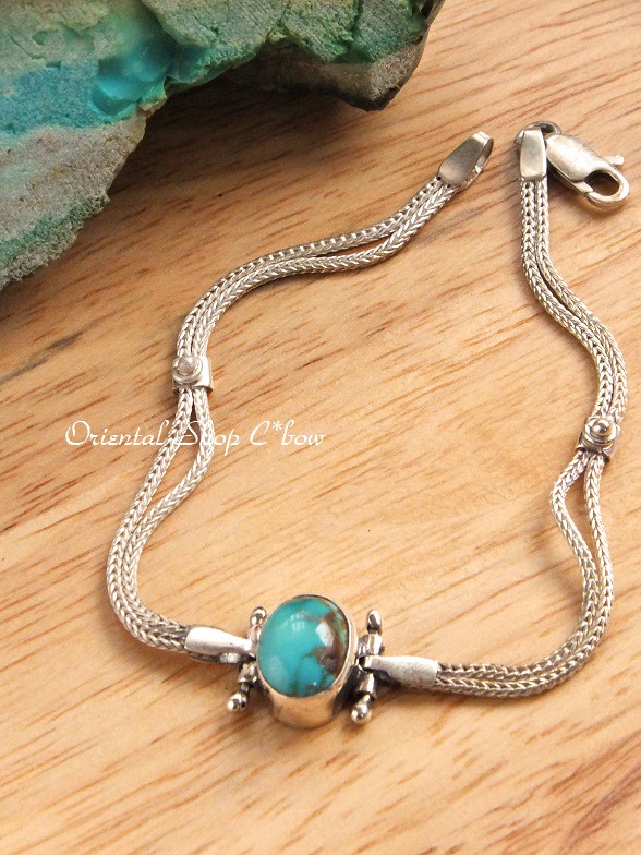 一粒ターコイズ｜シルバーブレスレット｜B[1712]