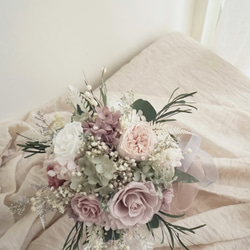 莫蘭迪色系復古粉自然色永生花不凋花捧花新娘婚禮海外婚紗適用 第3張的照片