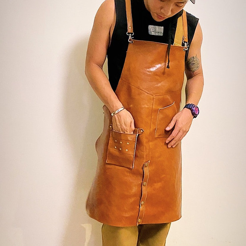 梁徐レザーアート】レザーワークエプロン/牛革/職人/レザー/全身タイプ