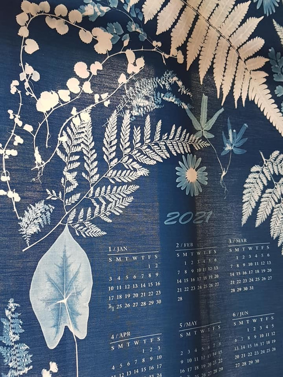 【苻日花草FuRi】[預購]2021年植物布月曆手工藍晒/植物圖鑑/布年曆 第5張的照片