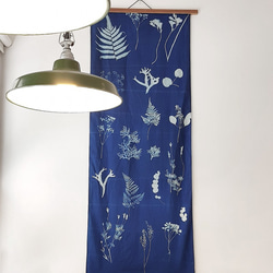 【苻日花草FuRi】藍晒植物圖鑑布花/植物印花布/門簾/布掛飾 第1張的照片
