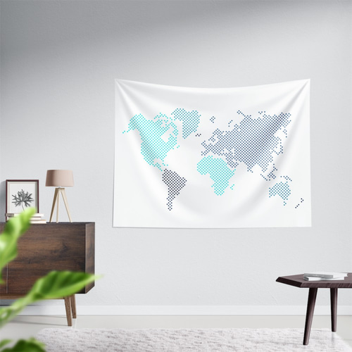 Creema限定】タペストリー 世界地図 お部屋の模様替え 防炎素材 布