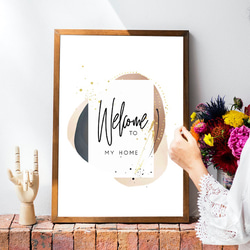 イラスト ポスター ウェルカムボードなど アート ポスター【玄関 ウエルカムボード 抽象画91 】家族名入れ お店