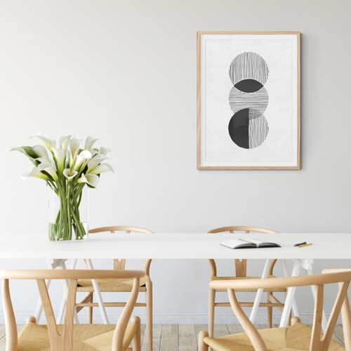 モノクロポスター【抽象画300】アートでお部屋の模様替えや新築祝いや