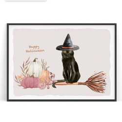 黒猫ポスター【 ハロウィン no.3 】 北欧 秋のイベントを盛り上げるHalloweenポスター！ 1枚目の画像