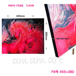 水彩画 原画　nero rosa ( ブラック ピンク )  Love  F8号  送料無料 2枚目の画像