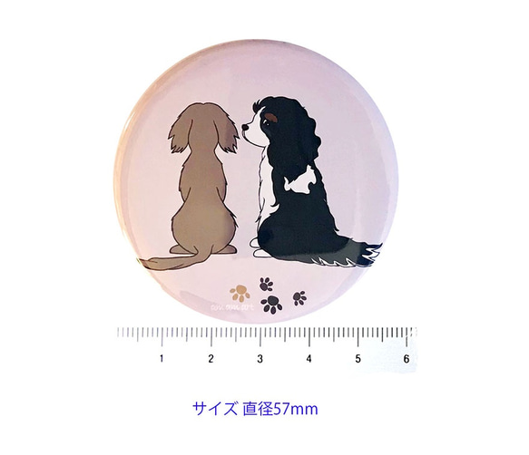 わんわん デザインハンドミラー 「 キャバリア ・ ダックス 」（直径57mm） 2枚目の画像