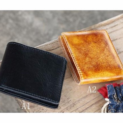 ハンドメイド 財布 二つ折 牛革 レディース 手作り 多機能 小銭入れ 黒 レザー 人気 かわいい おしゃれ Y38 2枚目の画像