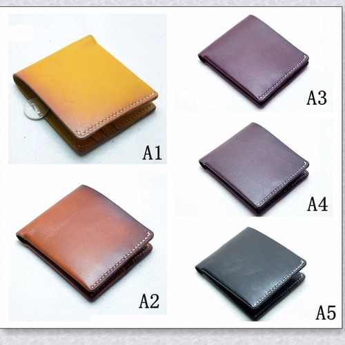 ハンドメイド 財布 手作り レザー 本革 牛革 二つ折り 財布 レディース