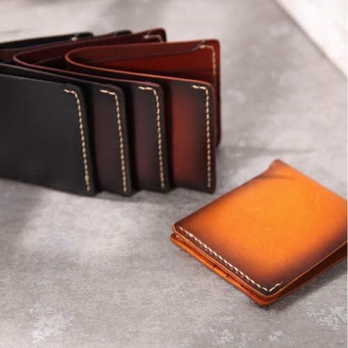 ハンドメイド 財布 手作り レザー 本革 牛革 二つ折り 財布 レディース