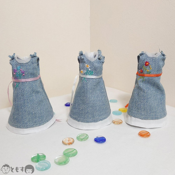 デニム風刺繍ワンピース（ピンク） 6枚目の画像