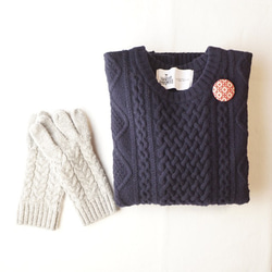 刺し子のブローチ　キナリ×レッド 5枚目の画像