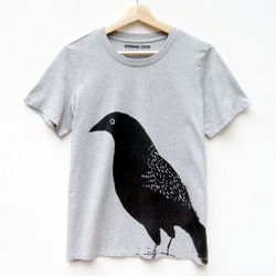 動物圖案T恤 大黑鳥 （灰） 第1張的照片