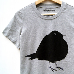 動物圖案T恤 胖鳥（灰） 第2張的照片