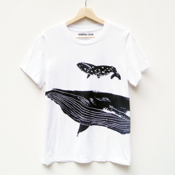 動物プリントTシャツWhale（White） 1枚目の画像