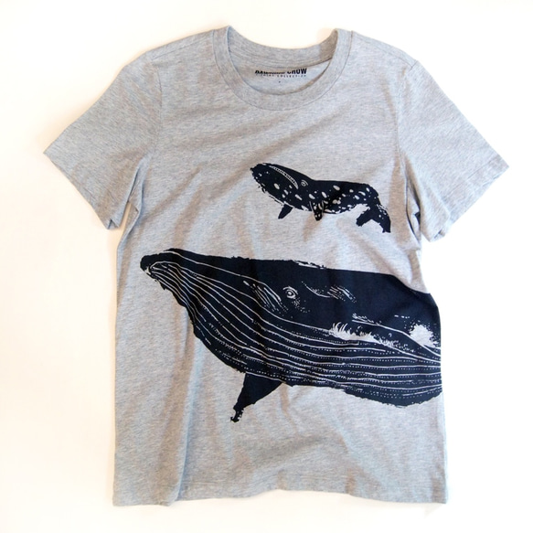 アニマルプリントTシャツWhale（グレー） 2枚目の画像