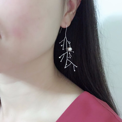 春春ピアス（写真右）&lt;パールスターリングシルバーハンドメイドピアス&gt; 2枚目の画像