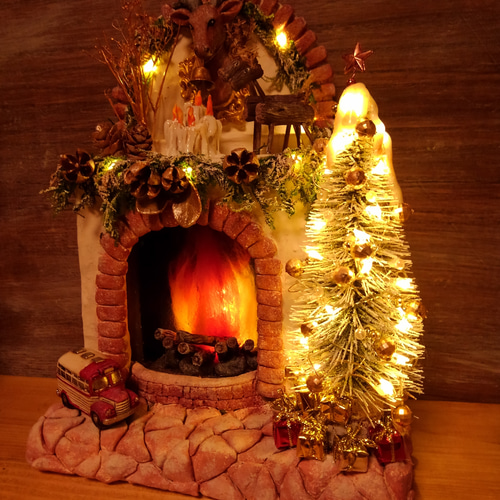 ☆クリスマス暖炉＊クラシック＊☆ スタンドライト・テーブルランプ no