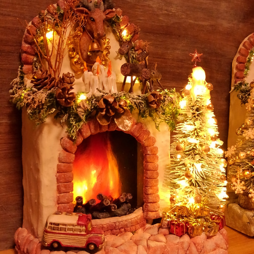 ☆クリスマス暖炉＊クラシック＊☆ スタンドライト・テーブルランプ no