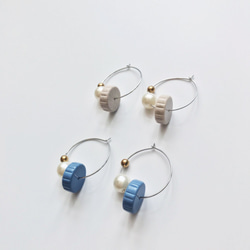 Marygo 三色層次與陶立體設計圓耳環 第2張的照片