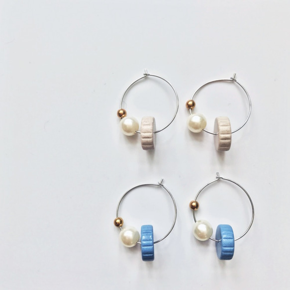 Marygo 三色層次與陶立體設計圓耳環 第1張的照片