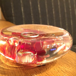 送料無料♪  リングピロー 【Red】ガラス製 ハンドメイド 指輪 アクセサリートレイ 手作り 3枚目の画像