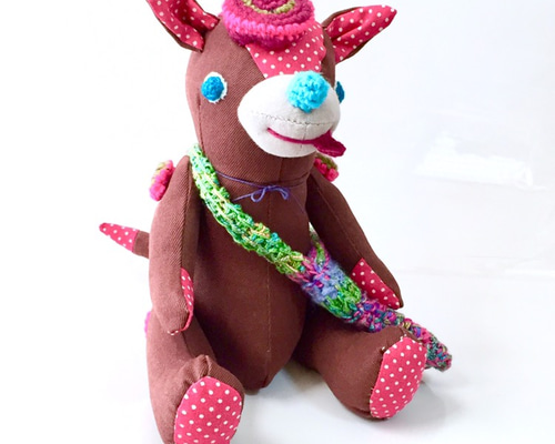 送料無料！カラフルドット犬・ココアちゃん ぬいぐるみ