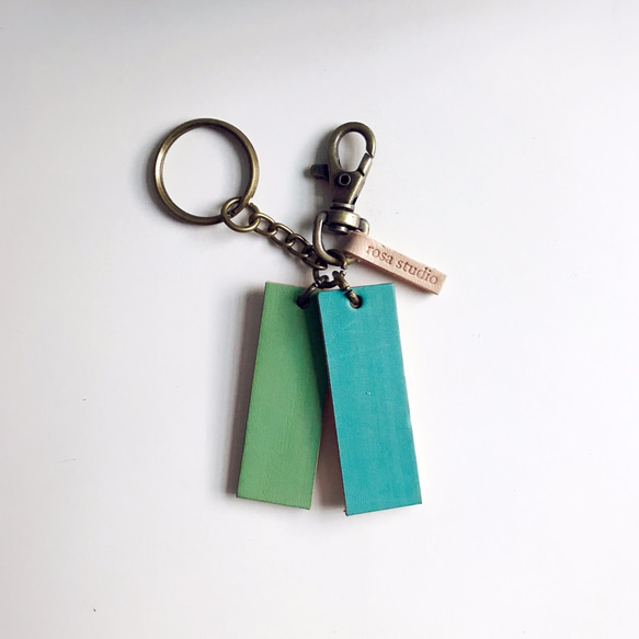 皮革鑰匙圈│綠藍SAC01011 第1張的照片