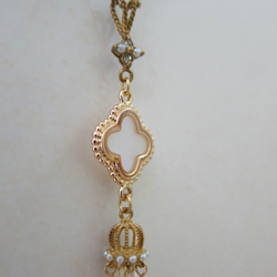 Minertés=珍珠母貝幸運草‧珍珠流蘇‧黃銅項鍊 第1張的照片