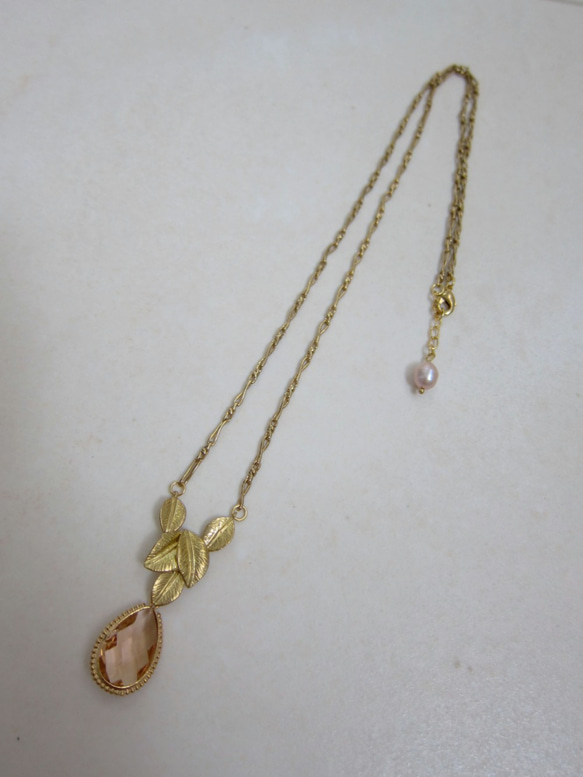 Minertés=ピンククリスタルネックレス真鍮‧の花冠ローブ 3枚目の画像