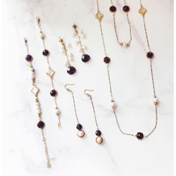∴Minertés=シトリン‧ドレープスタイルの長い真珠のイヤリング‧∴ 4枚目の画像