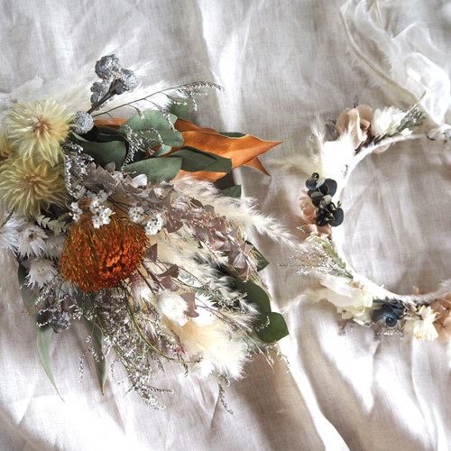 記念日を彩るドライフラワーのミドルブーケ 秋色 ver. ブーケ pitoiro  