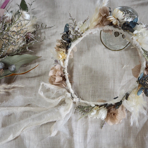 ☆受注製作☆記念日を彩るドライフラワーの花かんむり&ミドルブーケ  