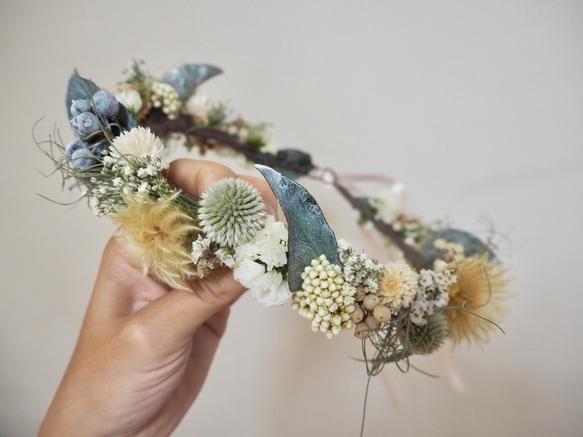 ♡花冠♡ 花かんむり♡ドライフラワー♡ブライダル　52㌢ Flower crownドライフラワー プリザーブドフラワー 花かんむり