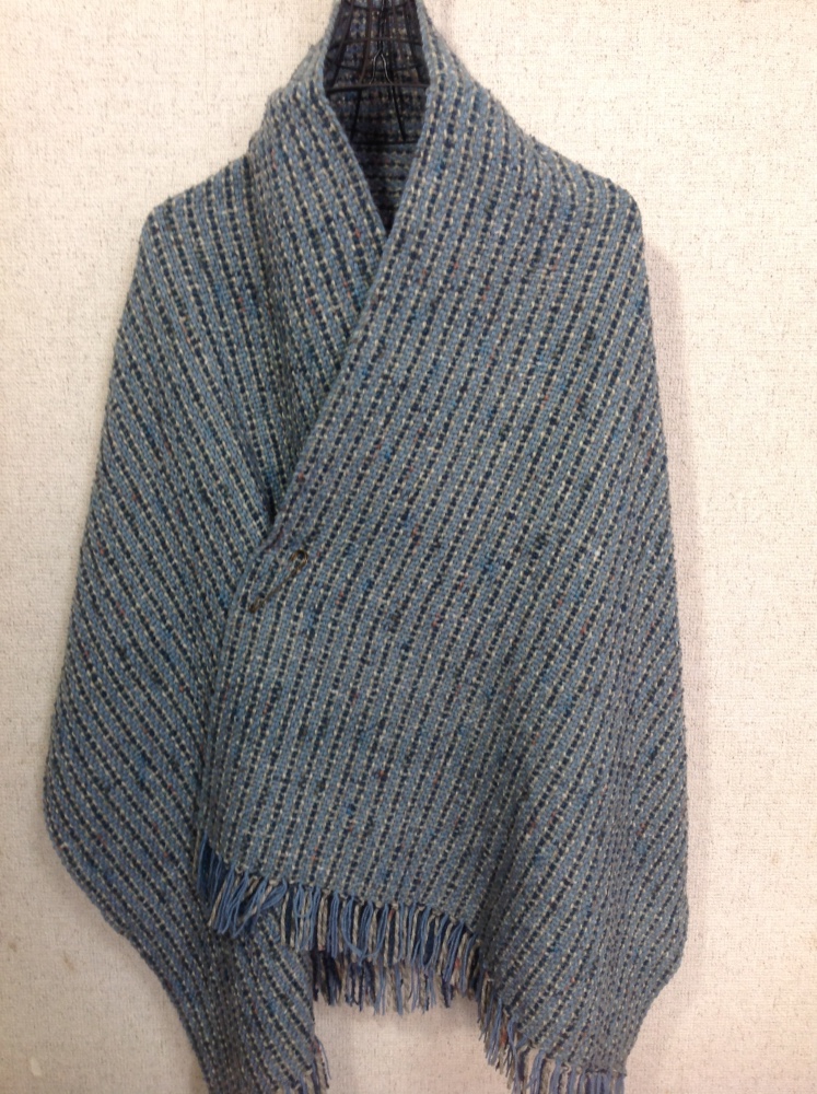 手織り『冬支度ハンドメイド2019』カシミヤ混のストライプ大判ストール   (送料無料)        Ω