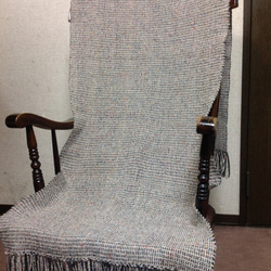 手織り カラフルツィードの大判ストール  送料無料 1枚目の画像