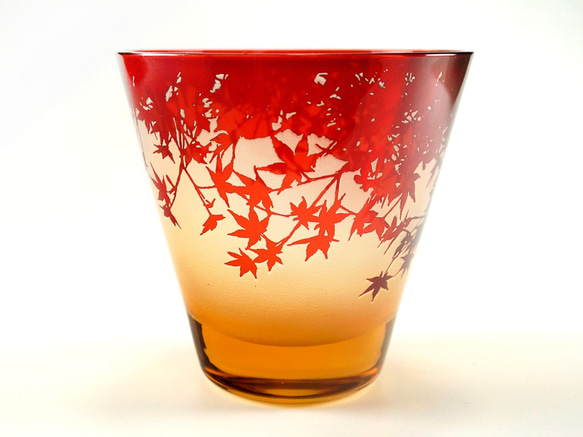 紅葉玻璃杯【猩紅】 第2張的照片