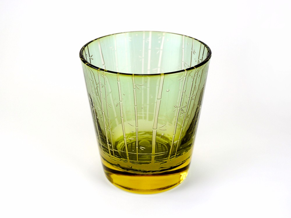 竹林と蛍火のグラス【千歳山吹】