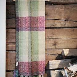 フィンランド　織作家さんの手織りショール　180ｃｍ × 35ｃｍ 1枚目の画像