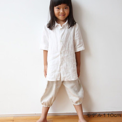 麻のパンツ　ちょうちんタイプ　ナチュラル 4枚目の画像